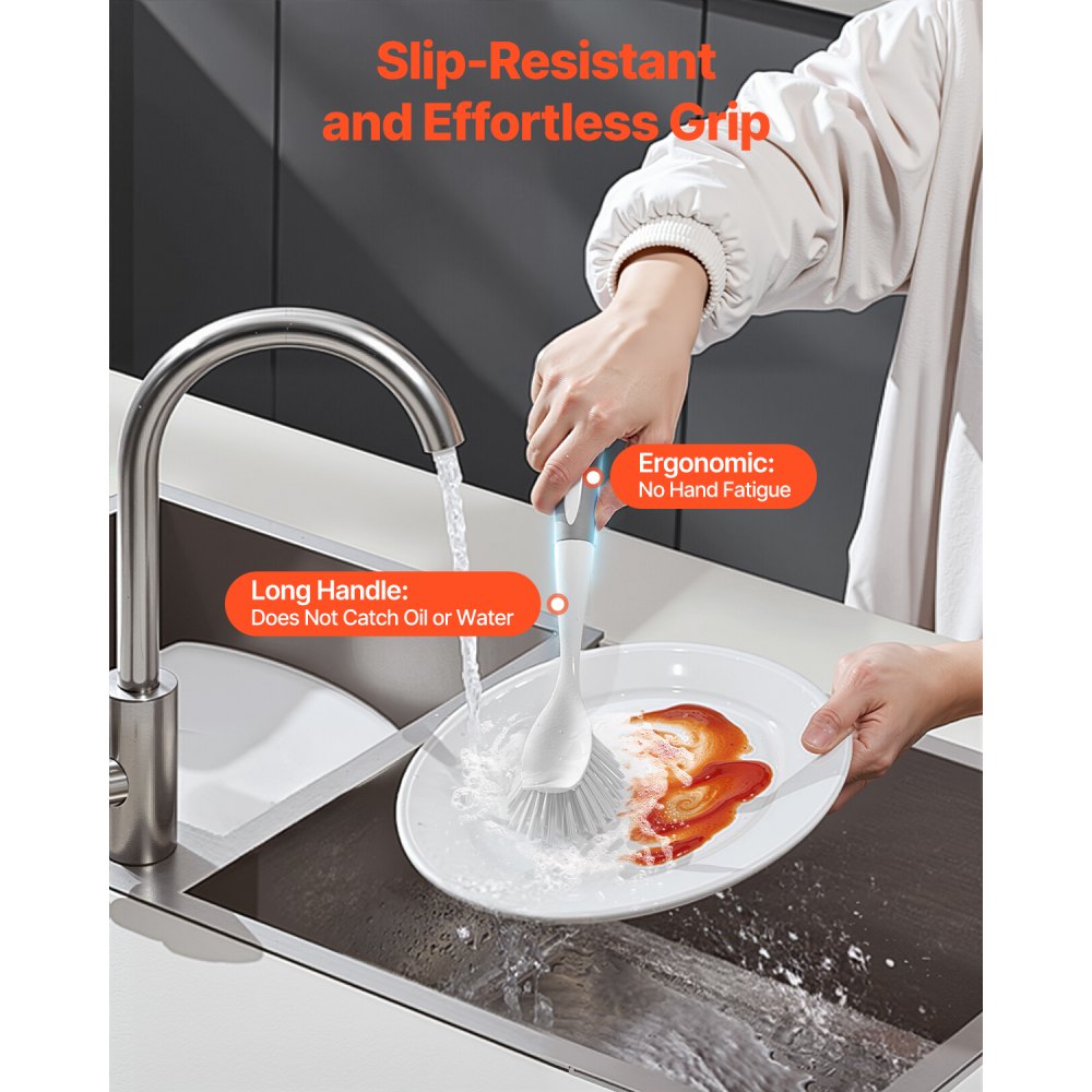 D002 - VEVOR 11.42in Ergonomic Dish Brush with Built-in Scraper