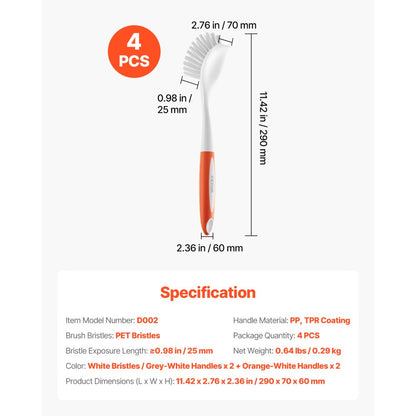 D002 - VEVOR 11.42in Ergonomic Dish Brush with Built-in Scraper