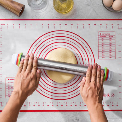 KN160 - Stainless Steel Rolling Pin with Thickness Rings for Perfect Pastries