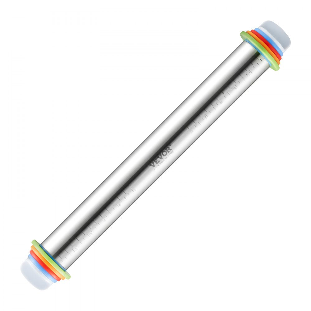 KN160 - Stainless Steel Rolling Pin with Thickness Rings for Perfect Pastries