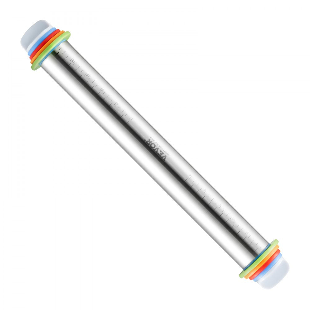 KN160 - Stainless Steel Rolling Pin with Thickness Rings for Perfect Pastries