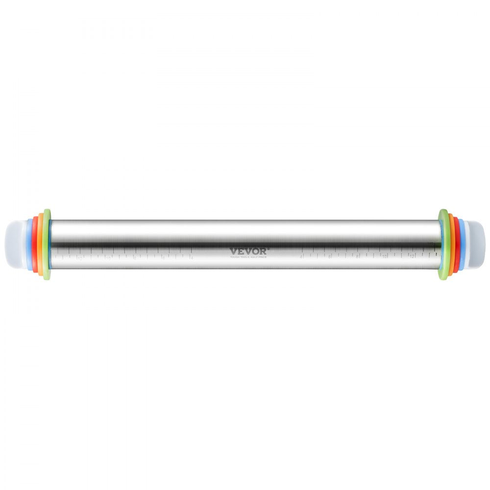 KN160 - Stainless Steel Rolling Pin with Thickness Rings for Perfect Pastries