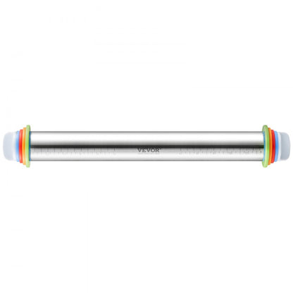 KN160 - Stainless Steel Rolling Pin with Thickness Rings for Perfect Pastries