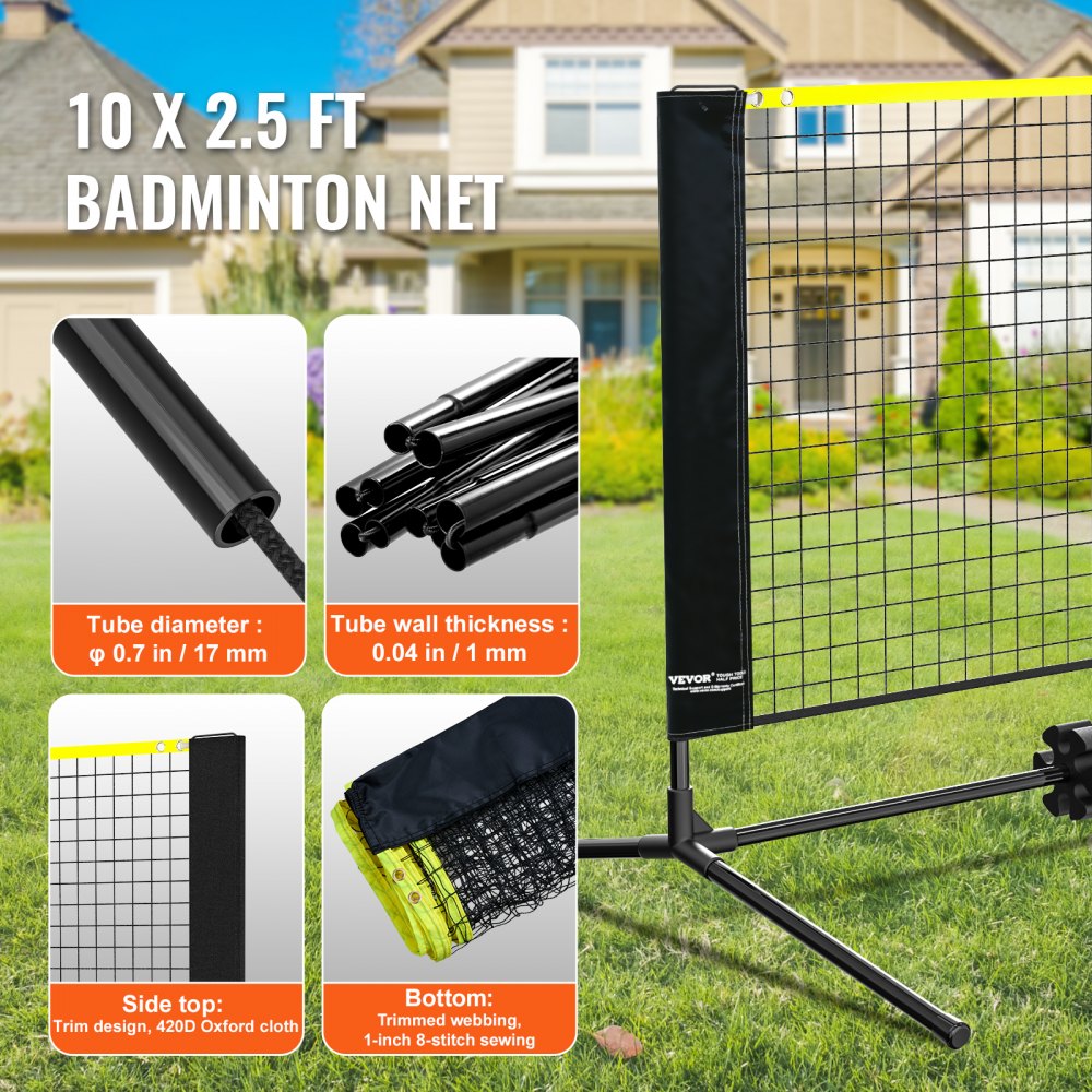 DKS-11300 - Portable 10ft Durable Badminton Net for Outdoor Fun