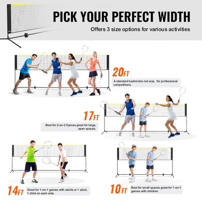 DKS-11420 - Portable 14ft Badminton Net, Easy Setup for Family Fun