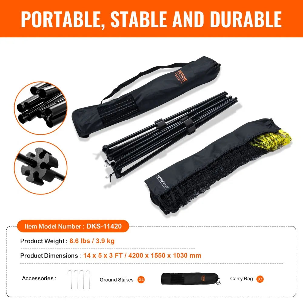 DKS-11420 - Portable 14ft Badminton Net, Easy Setup for Family Fun
