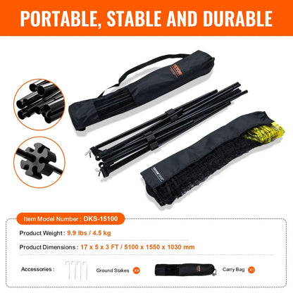 DKS-15100 - Durable 17ft Badminton & Volleyball Net with Quick Setup