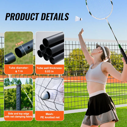 JH-0101Y - 20ft Portable Badminton Net Set for Outdoor Fun