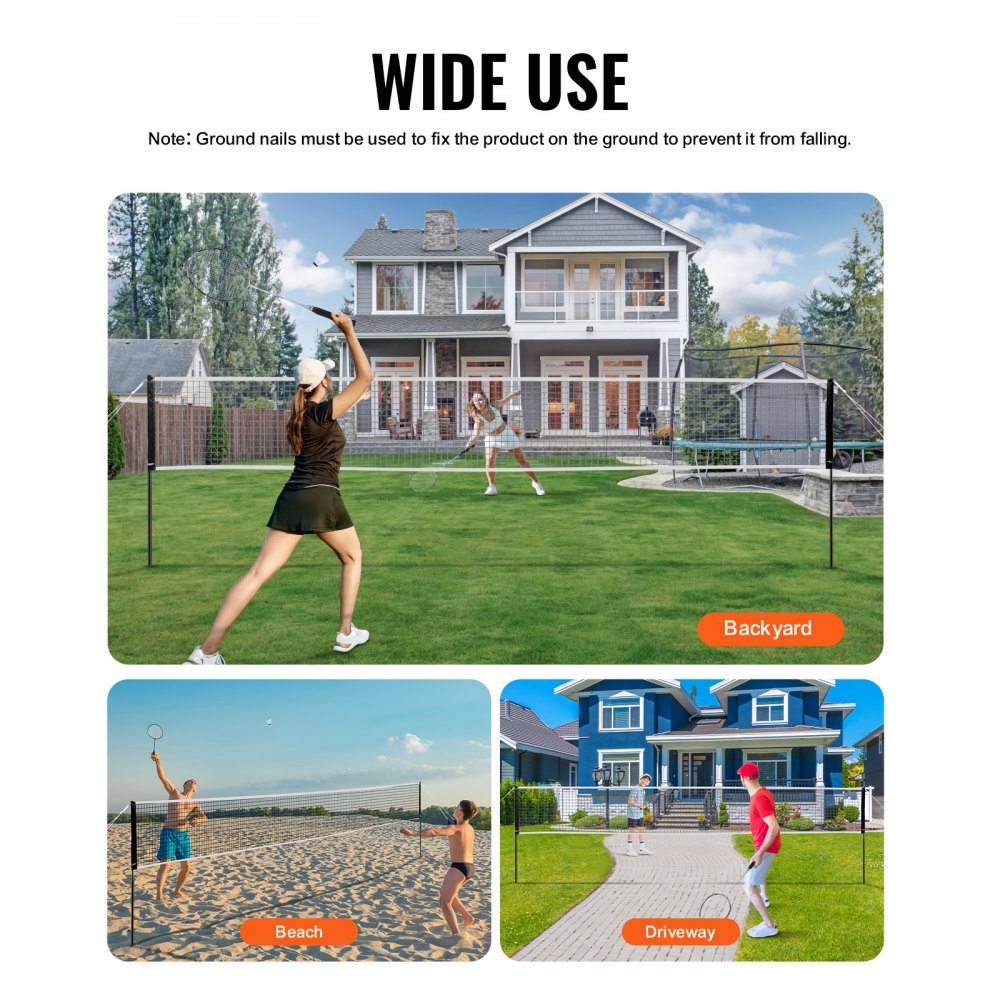 JH-0101Y - 20ft Portable Badminton Net Set for Outdoor Fun