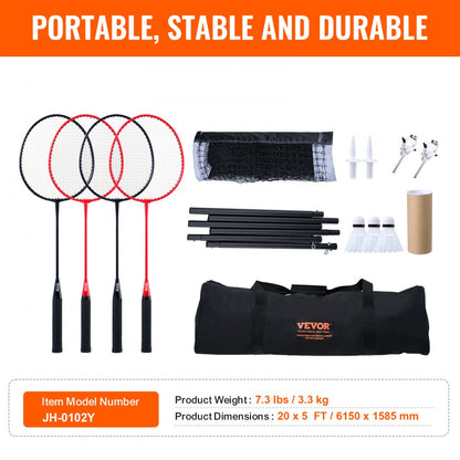 JH-0101Y - 20ft Portable Badminton Net Set for Outdoor Fun