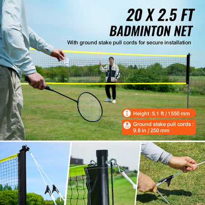 JH-0102Y - Portable Badminton Set with Net & Rackets for Outdoor Fun