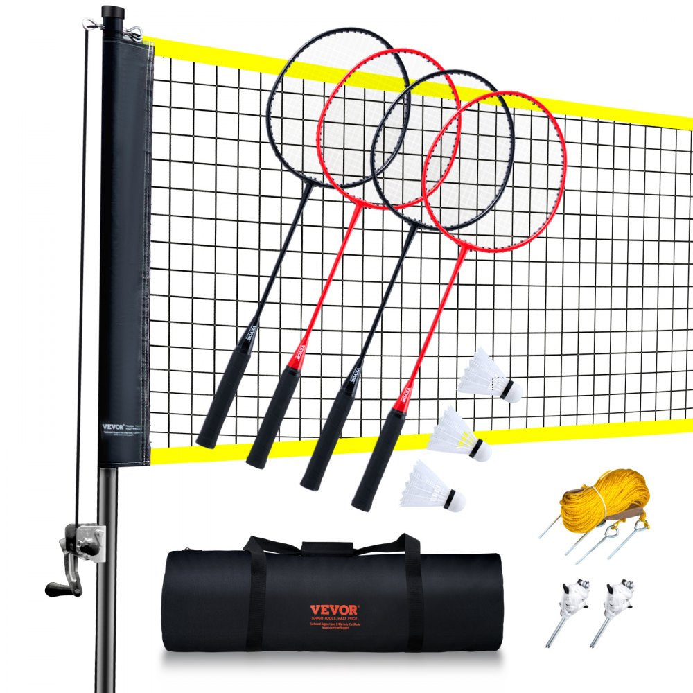 JH-0102Y - Portable Badminton Set with Net & Rackets for Outdoor Fun