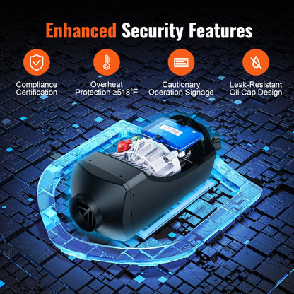 010679038873 - 12V 2KW Diesel Air Heater with Remote & LCD Display