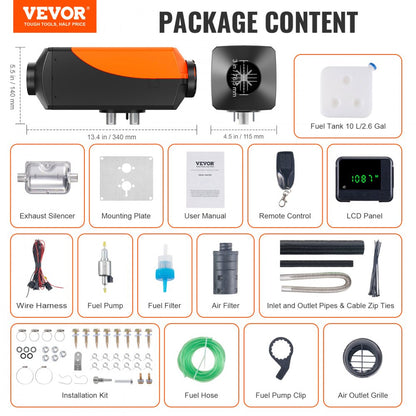 010679038873 - 12V 2KW Diesel Air Heater with Remote & LCD Display