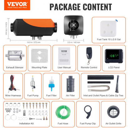 010802970338 - 5KW 12V Diesel Air Heater for RVs and Boats with Remote