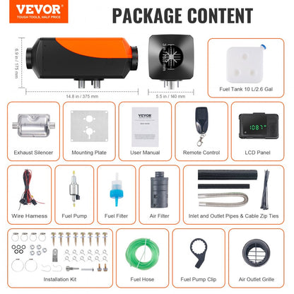 XMZ-D2 - 5KW Bluetooth Diesel Heater for Vehicles, Heats Up to 215 ft²