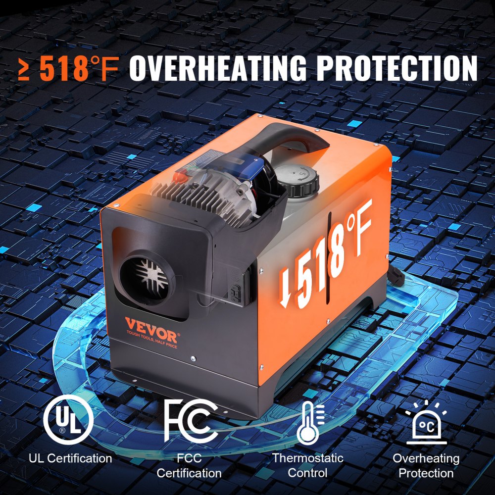 XMZ-D1 - 5KW Bluetooth Diesel Heater for Cars & RVs, 161-215 ft² Heating Area