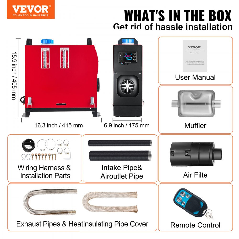 010633661202 - 12V 5KW Diesel Air Heater with Remote Control