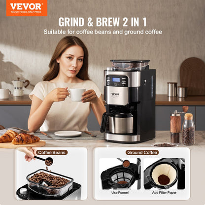 CM1025B - Versatile 8-Cup Coffee Maker with Grinder & 24-Hour Timer