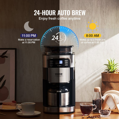 CM1025B - Versatile 8-Cup Coffee Maker with Grinder & 24-Hour Timer
