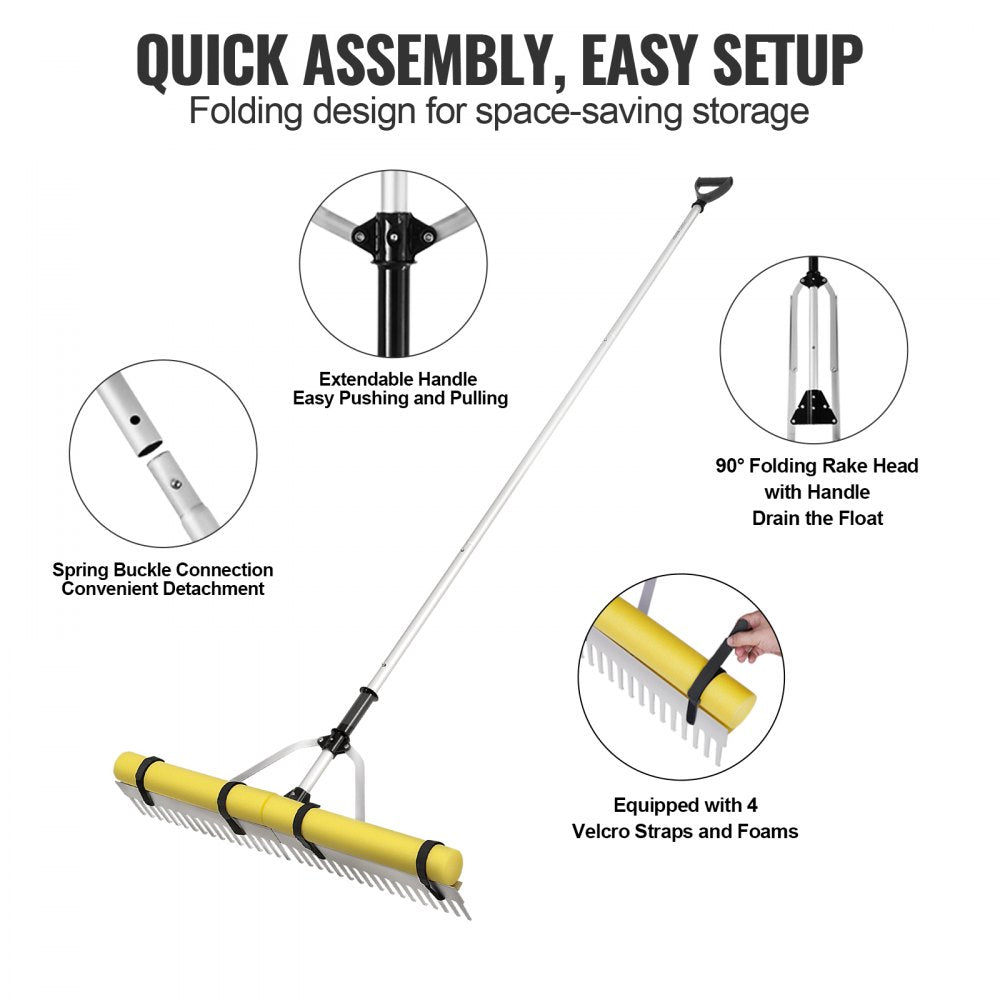 CY-SF14 - 36" Aluminum Landscape Rake with Adjustable Handle and Folding Head