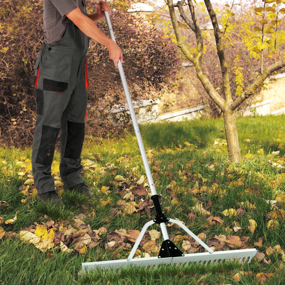 CY-SF14 - 36" Aluminum Landscape Rake with Adjustable Handle and Folding Head