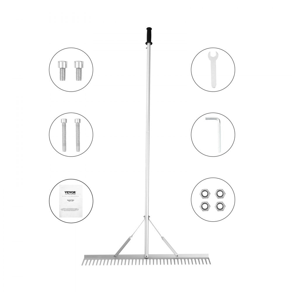 CY-SF13 - 36" Aluminum Rake for Soil Leveling & Pond Cleaning