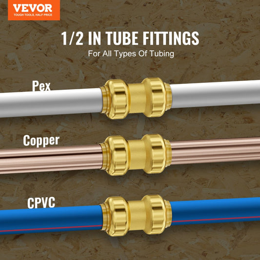 PF7c-S1/2x1/2 - 12PCS Brass Push-Fit Connectors for PEX & Copper Systems
