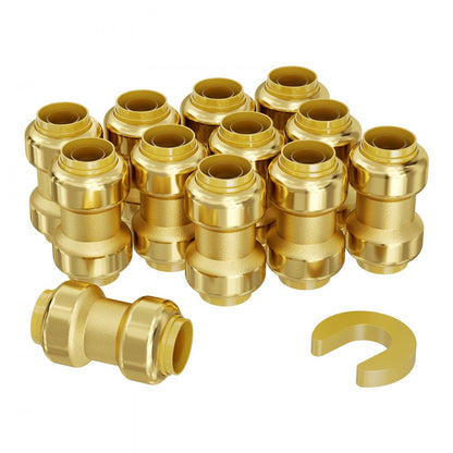 PF7c-S3/4x3/4 - 12PCS Lead-Free Brass Pipe Connectors, 3/4 in Push-Fit