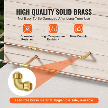 PF7c-L1/2x1/2 - 12PCS Lead-Free Brass Pipe Fittings for Plumbing Projects