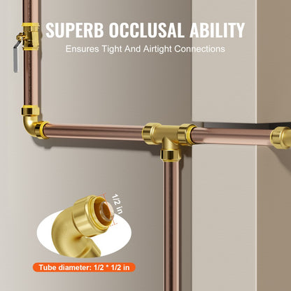 PF7c-L1/2x1/2 - 12PCS Lead-Free Brass Pipe Fittings for Plumbing Projects