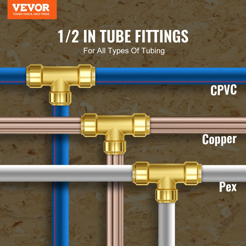 PF7c-T1/2x1/2x1/2 - 12PCS Lead-Free Brass Tee Fittings for Heating & Plumbing