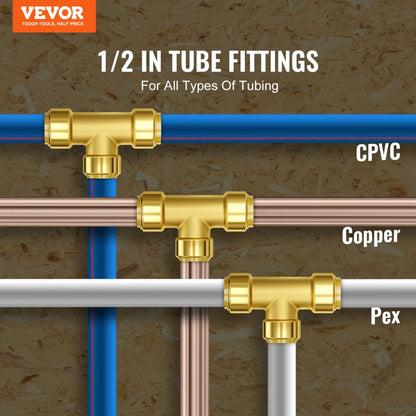 PF7c-T1/2x1/2x1/2 - 12PCS Lead-Free Brass Tee Fittings for Heating & Plumbing