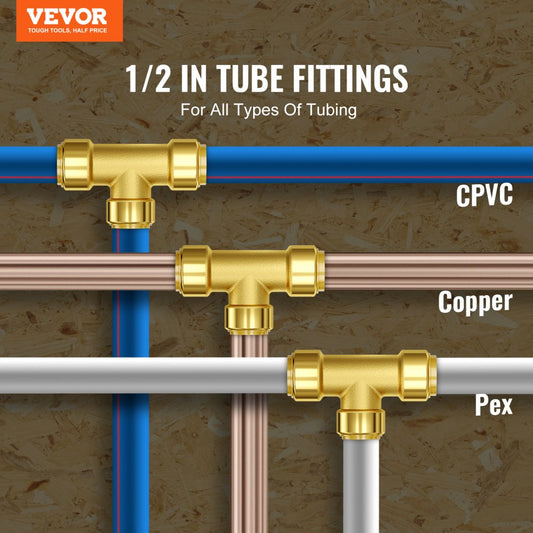PF7c-T1/2x1/2x1/2 - 12PCS Lead-Free Brass Tee Fittings for Heating & Plumbing