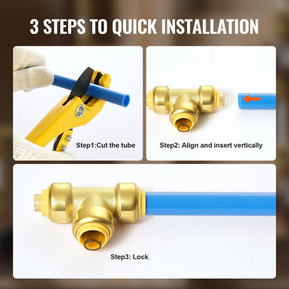 PF7c-T1/2x1/2x1/2 - 12PCS Lead-Free Brass Tee Fittings for Heating & Plumbing