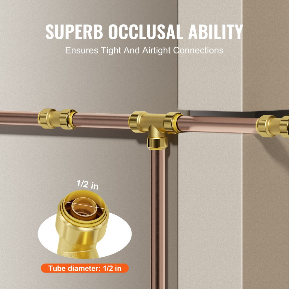 PF7c-T1/2x1/2x1/2 - 12PCS Lead-Free Brass Tee Fittings for Heating & Plumbing