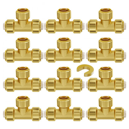 PF7c-T1/2x1/2x1/2 - 12PCS Lead-Free Brass Tee Fittings for Heating & Plumbing