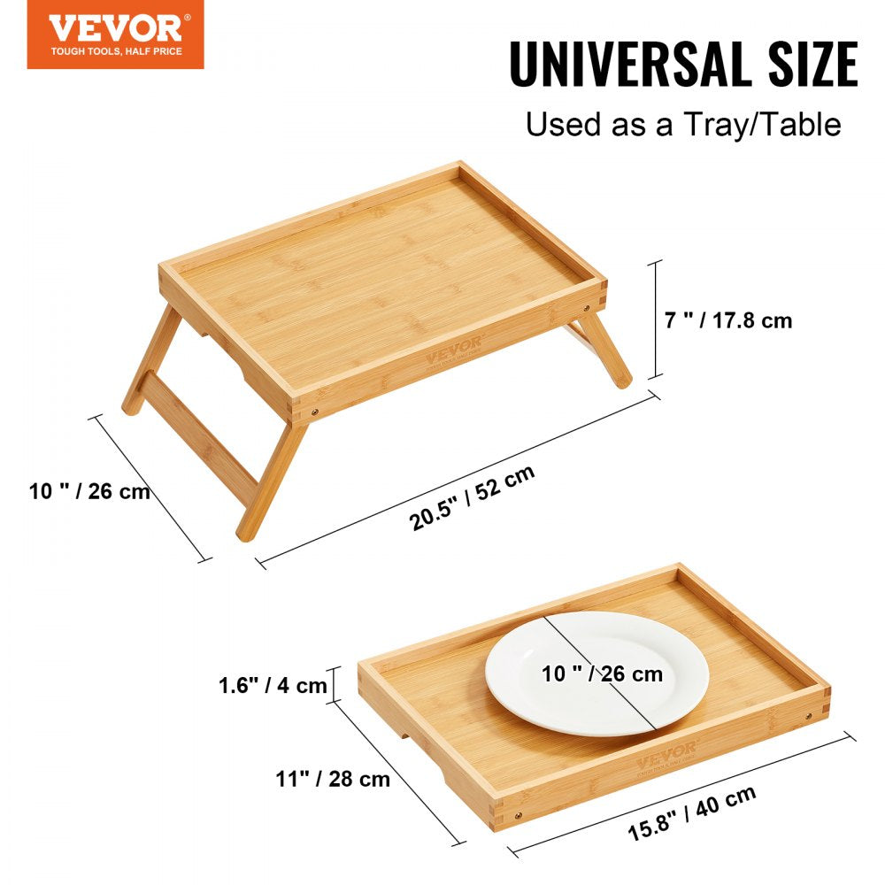 ZM-TP-SKU1 - Lightweight Bamboo Bed Tray Table with Foldable Legs and Phone Section