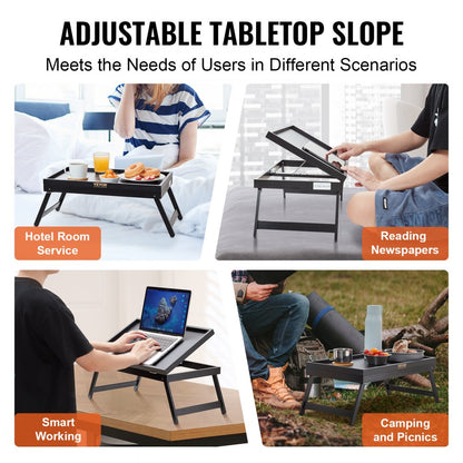 ZM-TP-SKU6 - 20"x12" Bamboo Bed Tray with Lockable Foldable Legs