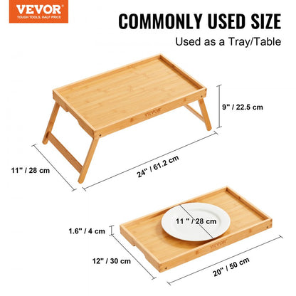 ZM-TP-SKU3 - Bamboo Bed Tray Table with Foldable Legs for Convenience