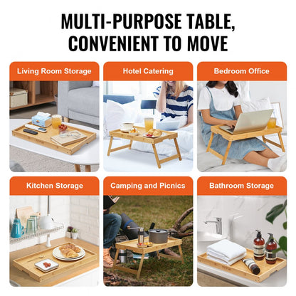 ZM-TP-SKU3 - Bamboo Bed Tray Table with Foldable Legs for Convenience