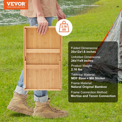 ZM-TP-SKU3 - Bamboo Bed Tray Table with Foldable Legs for Convenience
