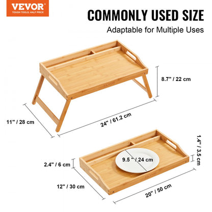 ZM-TP-SKU4 - Versatile Bed Tray Table with Foldable Legs & Media Slots