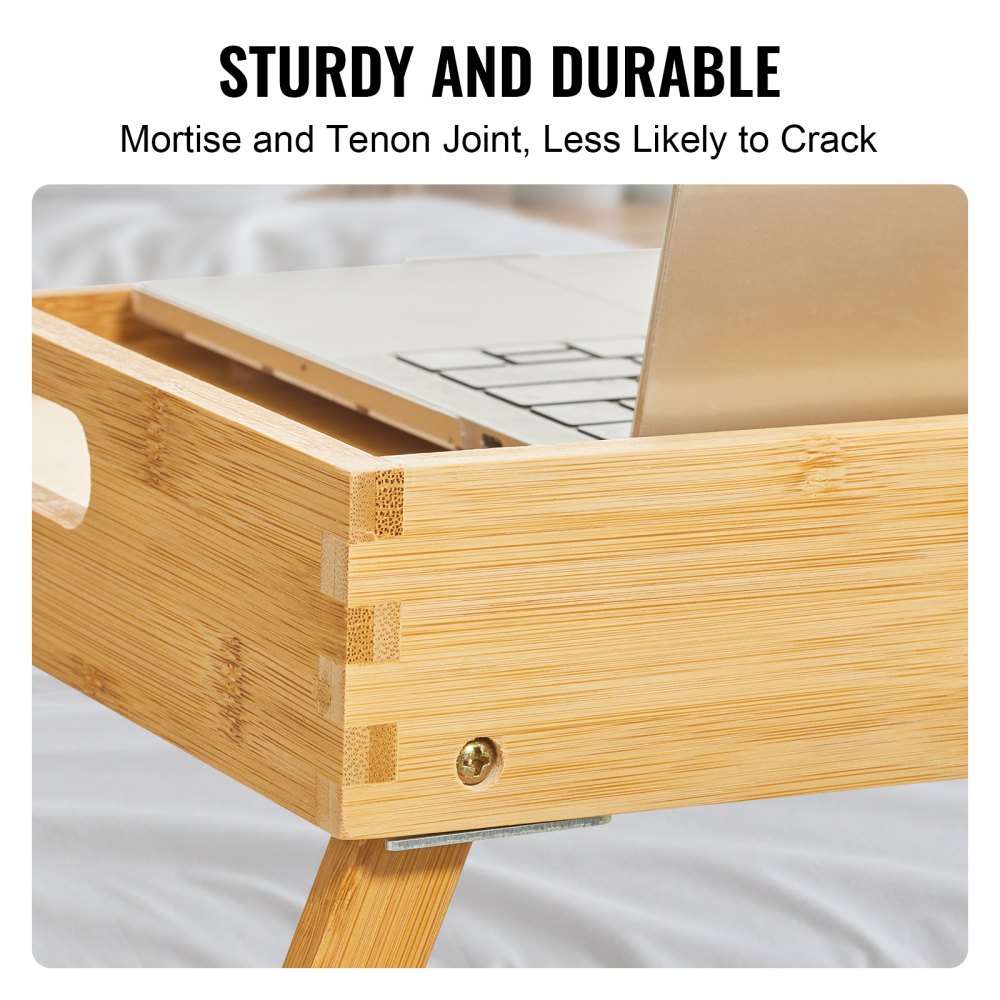 ZM-TP-SKU4 - Versatile Bed Tray Table with Foldable Legs & Media Slots