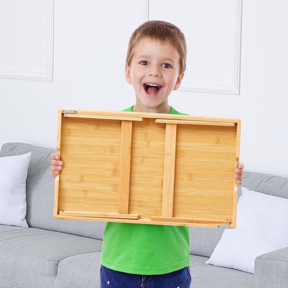 ZM-TP-SKU4 - Versatile Bed Tray Table with Foldable Legs & Media Slots