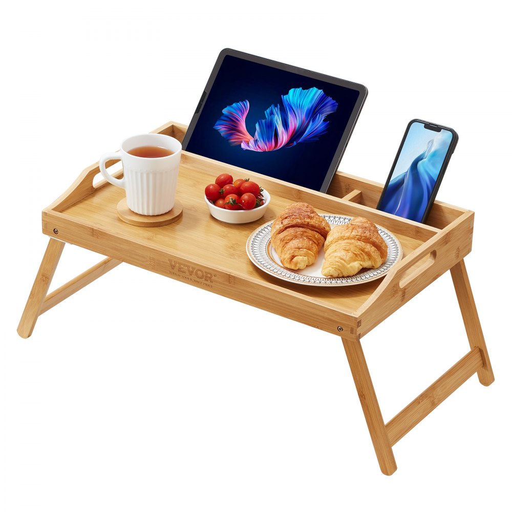 ZM-TP-SKU4 - Versatile Bed Tray Table with Foldable Legs & Media Slots