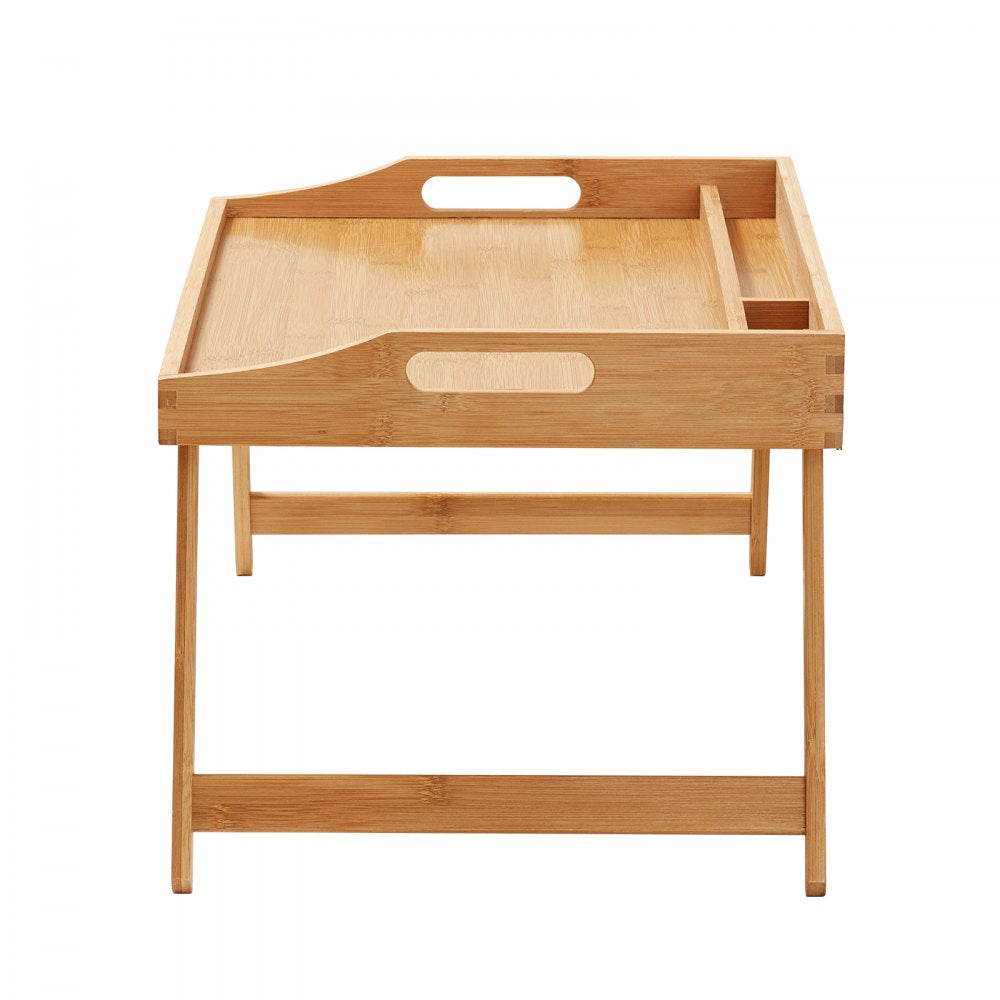 ZM-TP-SKU5 - Versatile Bamboo Bed Tray Table with Foldable Legs & Media Slots