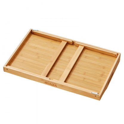 ZM-TP-SKU5 - Versatile Bamboo Bed Tray Table with Foldable Legs & Media Slots