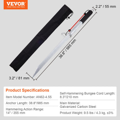 AN62-4.55 - Heavy-Duty Galvanized Boat Anchor with Integrated Slide Hammer
