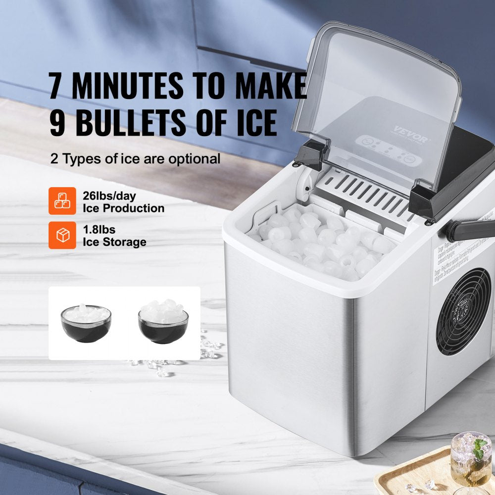 IM2102ADT-UL - Compact Ice Maker, 9 Cubes in 7 Mins, Quiet 45dB